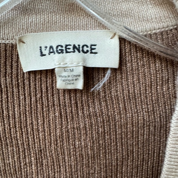 L'agence Rebecca Ribbed Long Button Front Cardigan Medium Camel - Picture 5 of 6